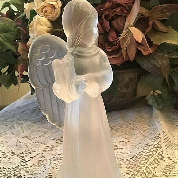 Adorable Frosted Glass Angel Christmas Tree Topper - Picture 4 of 8